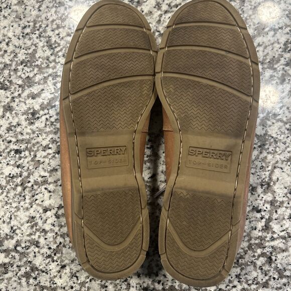 Sperry Top-Sider 2-Eye Seersucker Men Sperry Top Sider Loafer Sahara 2-Eye Boat Shoes Tan Leather 0777894 Men\'s Sz 9.5